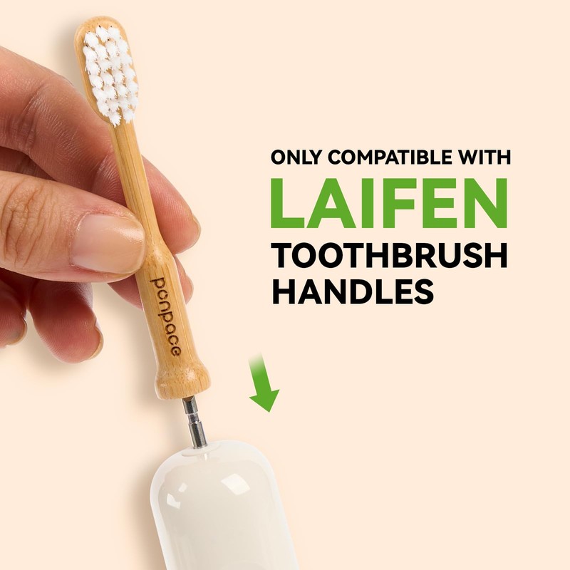 PONPACE Bamboo Toothbrush Heads Compatible with Laifen, Extra Soft Castor-Oil
