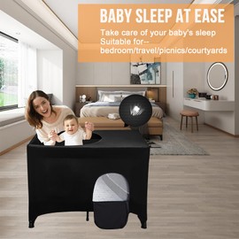 Blackout Crib Canopy Cover Stretchy Breathable Travel Netting Tent and Shade Stretch Up to 40"×30" for Indoor and Outdoor Children's Sleep Safety