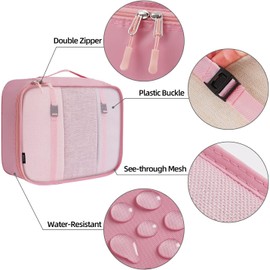 7Pcs Packing Cubes Travel Luggage Packing Organizers Travel Essentials Bag Compression Packing Cubes Waterproof Cosmetics Toiletries Storage Bags Essentials Bags - Pink