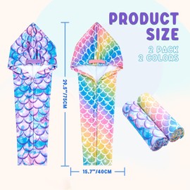 WAWSAM 2 Pack Kids Hair Drying Towels Girls Unicorn Wet Hair Towel (Rainbow & Purple)