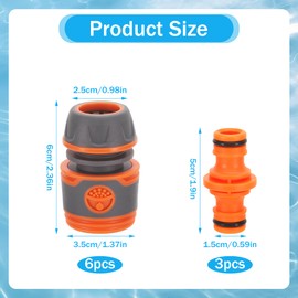 Hejo Hose Coupling Set, 6 Pieces Hose Connector 13 mm with 3 Pieces Coupling, Hose Coupling for Hose Extension, Hose Connection 1/2 Inch for Family Garden