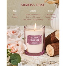 M&SENSE Candles, Mimosal Rose Scented Christmas Candles, Pink Candles Holiday Gifts for Women, Natural Soy Candle, 8.8 oz 50 Hours Long Time Burning, Candles for Home Scented