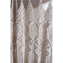 koyoyo Macrame Doorway Curtain with Tiebacks Large Wall Hanging Tassels Room Divider for Closet Beige Betsy 59" W x 83" L