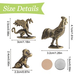 UFURMATE Hinge Head Home Decoration 3Pcs Magnetic Vintage Mini Animal Hinge Heads Decorative Topper Creative Bronzed Animal Hinge Head Magnets Ornaments