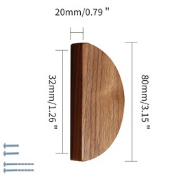 Evionlin 3.15 in-Walnut Wood 1 Pair Circular Wood Grain Cabinet Drawer Handles