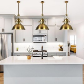 Hesmind Vintage Pendant Light with Diffuser Industrial Kitchen Lights for Kitchen Islands,Dining Rooms (Gold, 1 Pack)