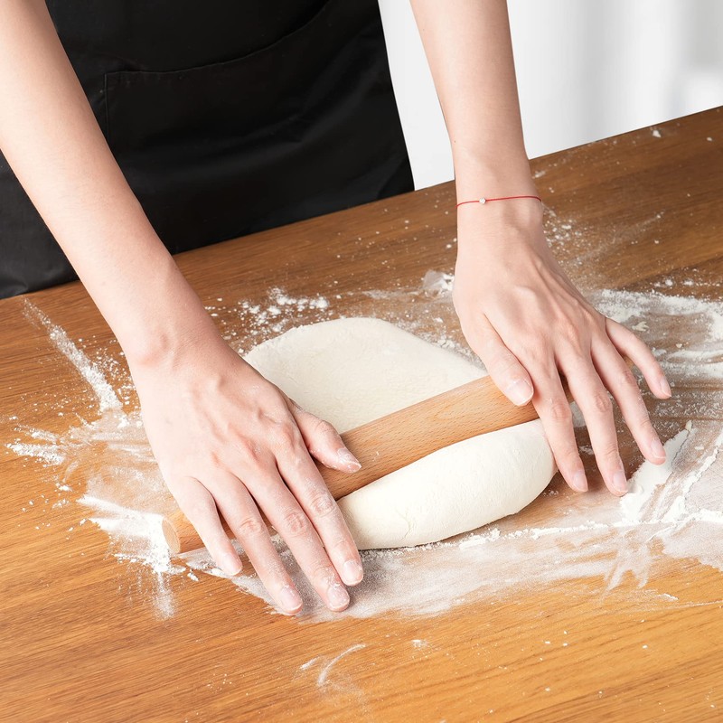 French Rolling Pin for Baking –11.8inch Natural Beech Wood Rolling