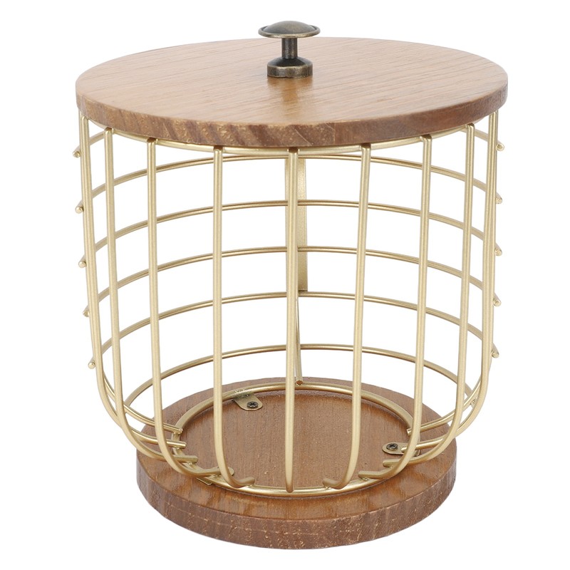 Coffee Pod Holder Iron Large Capacity Space Saving Wooden Base
