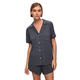 Eberjey Gisele Rib Relaxed Short PJ Set - Graphite