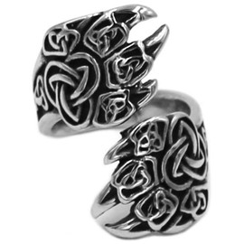 Fantasy Forge Jewelry Viking Bear Claw Ring Mens Womens Norse Style Silver Stainless Steel Celtic Band Sizes 7-13 (7)
