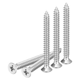 DTGN 20Pcs M5x50mm Flat Head Wood Screws, 304 Stainless Steel Phillips Self Tapping Screws - Good for Woodworking, Furniture - Silver