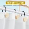 Akimomaty Walnut Wood Shower Curtain Hooks, Black Metal Shower Curtain
