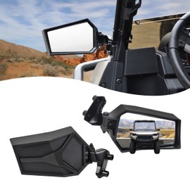 SAUTVS Adjustable Rearview Side Mirrors for Polaris Ranger 1000/XP 1000/Crew 2018-2025 Accessories, Folding Clear Rear View Side Mirrors (One Pair)