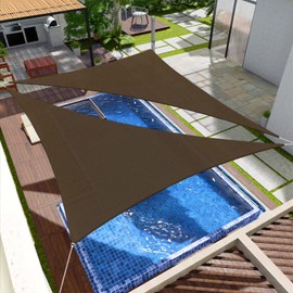 Goleray 17'x19'x26' Sun Shade Sail Right Triangle Canopy Patio Cover Fabric Cloth UV Block Sunshade Awning for Outdoor Backyard Garden Deck Carport, Brown