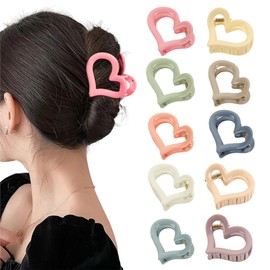10 PCS Heart Hair Claw, Small Hair Clip Accessory, Random Color Jaw Claw Hairpin for Women Thick Hair