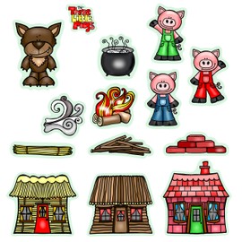 Three Little Pigs Story Set Flannel Felt Board Figures 14 Pieces PRECUT Plus Activity Pages Preschool Toddlers (Medium)