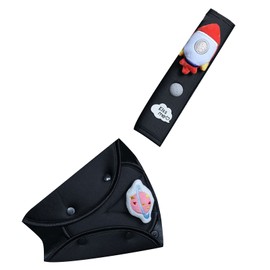 Car Seatbelt Cushion Pad Cute Soft Thick Polyester Kids Car Seat Strip Pad for Automobile Black Spaceship