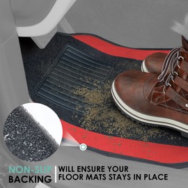 FH Group Automotive Floor Mats – Universal Fit Premium Carpet Car Mats with Driver Heel Pad, Full Set for Cars, SUVs & Trucks - Red