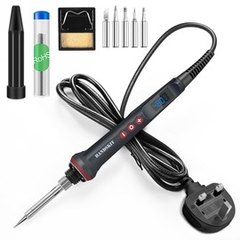 Electronics Soldering Iron Kit, [Upgraded] Soldering Iron 220V 90W LCD Digital Portable Soldering Kit 180-480℃(356-896℉), Welding Tools with ON/Off Switch, Auto-Sleep, Thermostatic Design