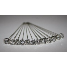 LUXURY 4MM X 4CM diamond CLEAR diamante pins WEDDING FLOWERS : 4cm Sparkly Diamond Flower Pins: Add Elegance to Your Crafts & Weddings (24, 4mm)