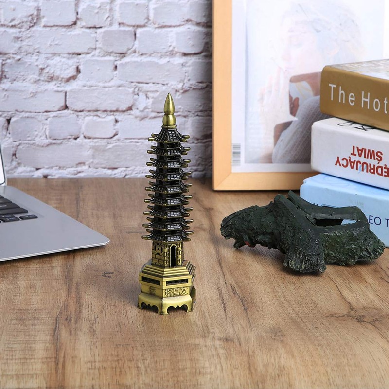 Alloy WenChang Tower Model for Bedroom Home, Vintage Chinese Tower
