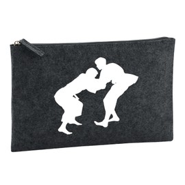 Huuraa Kulturbeutel Judo Silhouette Geschenk 1 Liter Charcoal Filz Judo Geschenkidee