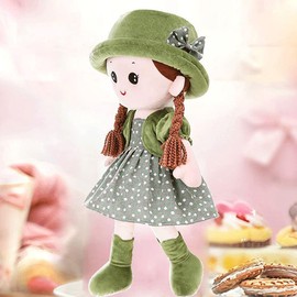 Adorable Baby Girl Rag Doll Soft Cuddly Ragdoll Princess Doll with Removable Dress & Hat Soft Stuffed Plush Toy Dolls for Girls Age 0+, First Doll Baby Shower Present Girl Birthday Christening Gift