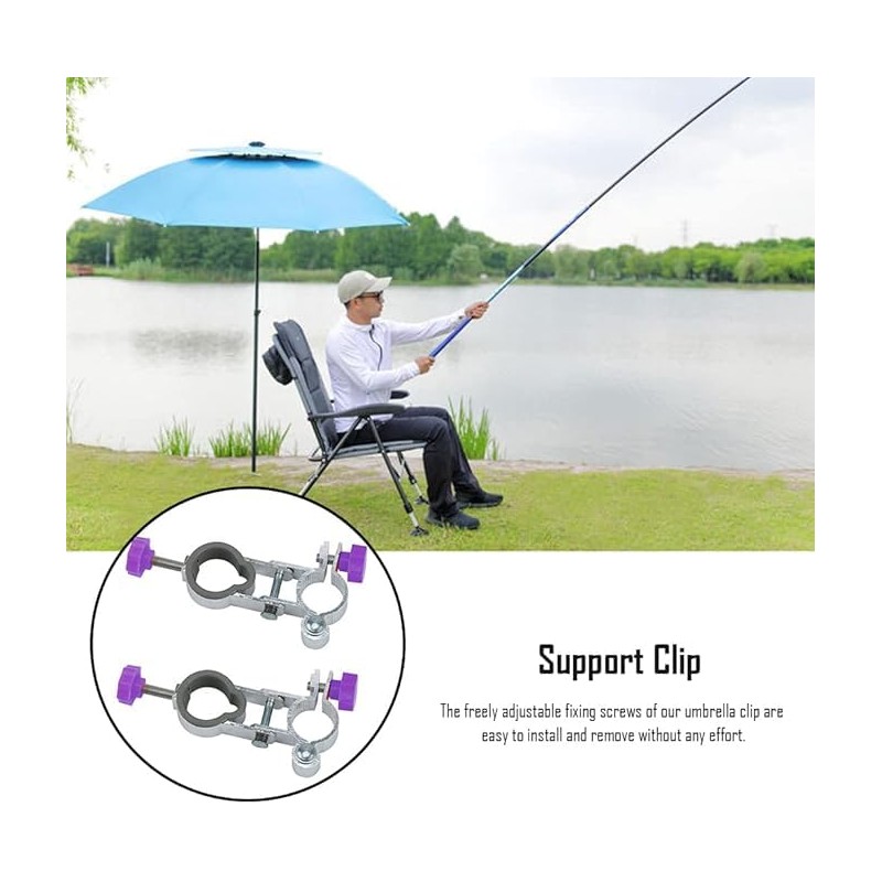 Crovakeu 2 pcs Fishing Chair Umbrella Clamp - Adjustable Stand