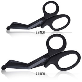 SURGICAL ONLINE Tactical Black - Medical Premium Fluoride Scissor 7.5" and 5.5" Set of 2 Ideal for EMT, First Responder, Firefighter, Medical and Medic