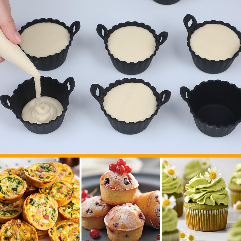 Koluti Reusable Silicone Baking Cups Set of 12, Nonstick Muffin
