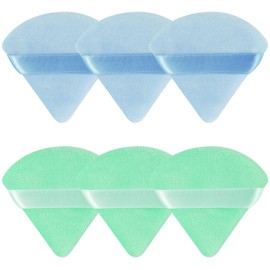 6 Pieces Powder Puff, Triangle Makeup Puff Soft Velour Powder Puffs for Loose Powder Body Powder Cosmetic Makeup Blender Foundation Sponges Beauty Makeup Tools, Blue and Green