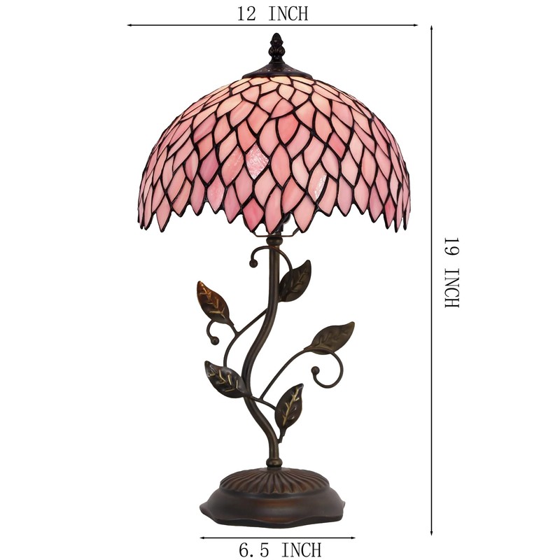 LXHCYOU Tiffany Table Lamp, Stained Glass Desk Light, W12H19 Inch,