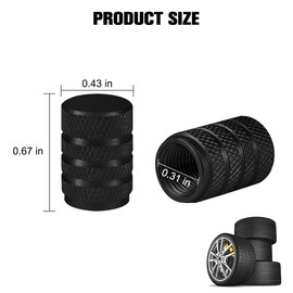 FALVFUN Car Tire Valve Stem Caps, 12PCS Aluminum Corrision Resistant Dustproof Vehicle Tyre Valve Stem Cover, Leak-Proof Auto Wheel Air Caps, Universal for Trucks Motorcycles Sedans (Black)
