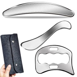 GYX COELE Muscle Scraper Stainless Steel IASTM Massage Tools Set with Carrying Bag, Gua Sha Scraping Tools for Physical Therapy, 3 Pieces