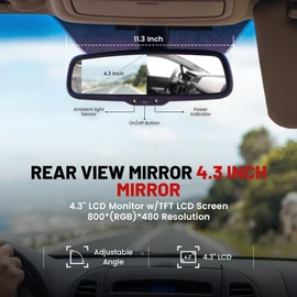 RED WOLF Tailgate Backup Camera + 7" Rear View Mirror Screen Monitor Fit for Ford 2004-2014 F150/ 2009-2016 F250/F350 Pickup Trucks 4.3” Mirror Video LCD, Reverse Adjustable Parking Line Safety