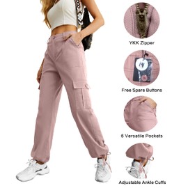 Cargo Pants for Women Casual Drawstring Elastic Waist Pants Baggy Wide Leg Y2K Pants with Pockets Purple Pink