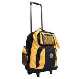 HomeStock Neo-Classical Nostalgia 22-Inch Carry-On Rolling Backpack - Black Yellow - (Polyester, in-Line Skate Wheels, Retractable Handle, Padded Shoulder Straps, Dimensions: 22" X 16" X 11")