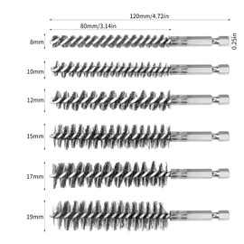 WANGCL 6 Pieces Wire Brush Drill Bore Cleaning Brush Set with Handle 1/4 Inch Hex Shank for Power Drill Impact Driver