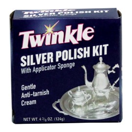 Twinkle No Scent Silver Polish 4.4oz Cream w/ Applicator Sponge Remove Scratches