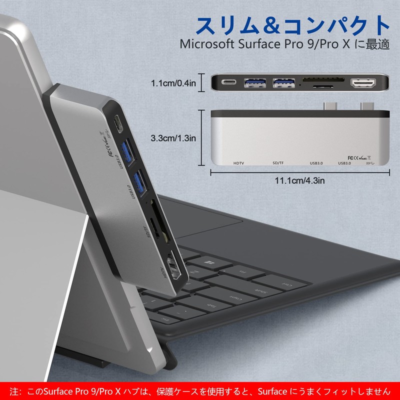 Surface Pro 9 USB Hub USB-C Thunerbolt 4 (Display+Data+PD Charging)