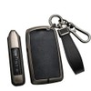 ontto 3-Buttons Key Fob Case Metal Frame Key Shell Leather