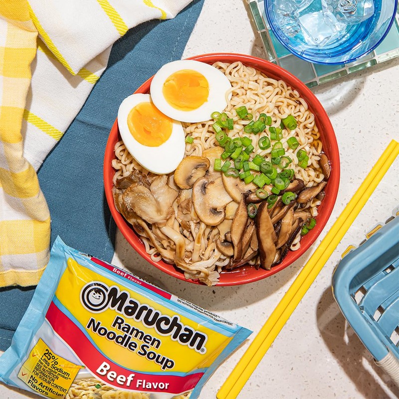 Maruchan Ramen Less Sodium Beef, Instant Ramen Noodles, Ready to