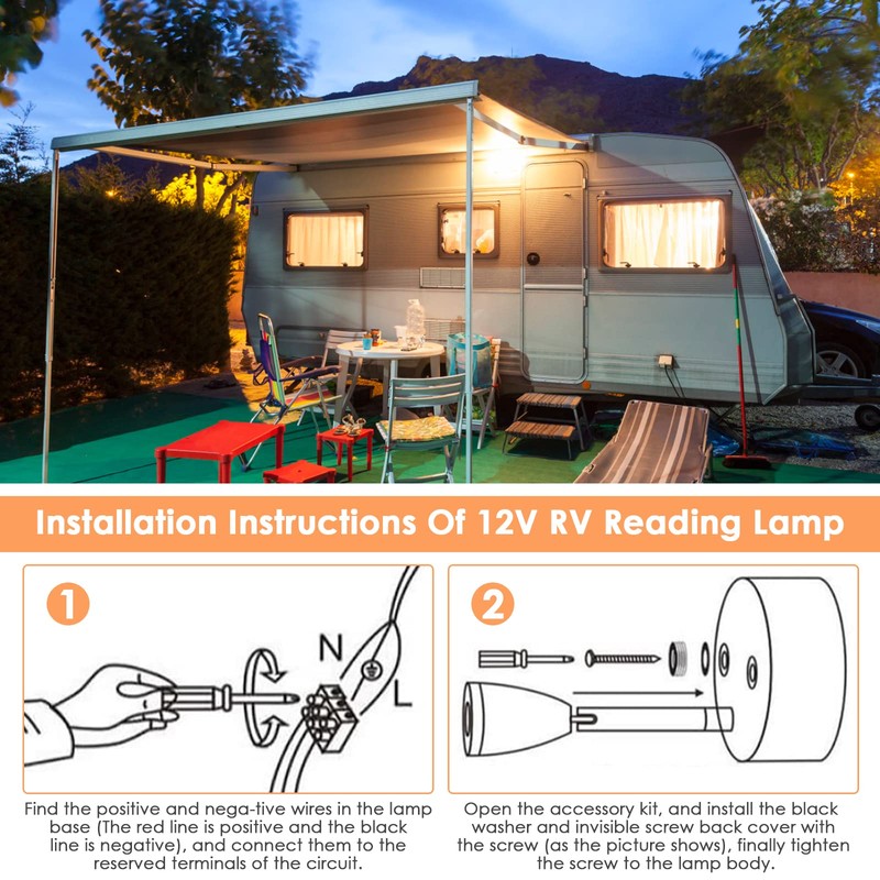 12V LED Spot Reading Light, RV Interior Lighting, Rotatable Reading