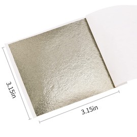 KINNO 100 Sheets Gold Leaf Sheets - KINNO Antique Silver Foil Paper Multipurpose for Home, Wall, Frame, Ceiling, Furniture Decoration, 3.15 by 3.35 Inches