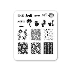 Winstonia Nail Art Stamping Plate Summer Beach Ocean Holiday Manicure Pattern - Beach Fun