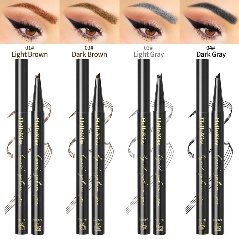 Eyebrow Pencil with 4 Fork Tips, Waterproof, Long-Lasting Eyebrow Pencil,