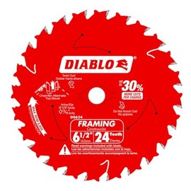 Diablo Framing Saw Blade for Wood - TiCo Hi-Density Carbide, Non-Stick Perma-Shield Coating, 6-1/2" Diameter, 24 Teeth, .059" Kerf - D0624X