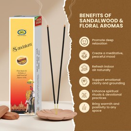 Cycle Sandalum Incense Sticks – Pure Sandalwood & Floral Incense Sticks for Meditation, Prayer & Home Ambience-100 Agarbatti/Pack | 9 inch Sticks - 40 Minutes Burning time