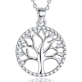 Lydreewam Tree of Life Flower Necklace for Women 925 Silver with Gift Box for Christmas Birthday Mother's Day Valentine's Day, Sterling Silver