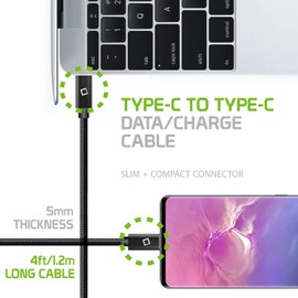 Dual USB-C/PD 60W Fast Charging Cord Compatible with VoiceStar Mini USB Plus 5Gbps Data Transfer for Power Delivery Hi Capacity Charging (White)
